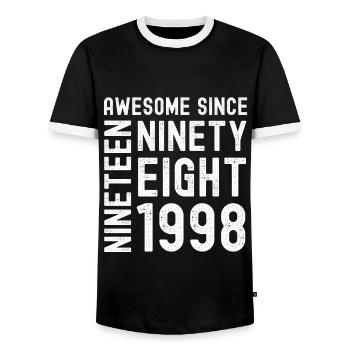 Awesome since 1998 Birthday Gift Year - Men's Ringer Shirt - black/white - Front - AI Model Female 172 light (172cm) & AI Model Male 178 light (178cm)