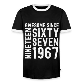 Génial depuis 1967 Année du cadeau d’anniversaire - T-shirt contrasté Homme - noir/blanc - Devant - AI Model Female 172 light (172cm) & AI Model Male 178 light (178cm)