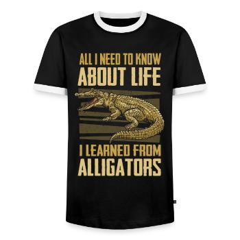 Alligator Crocodile Gator Reptiles Animal Alligator - Men's Ringer Shirt - black/white - Front - AI Model Female 172 light (172cm) & AI Model Male 178 light (178cm)