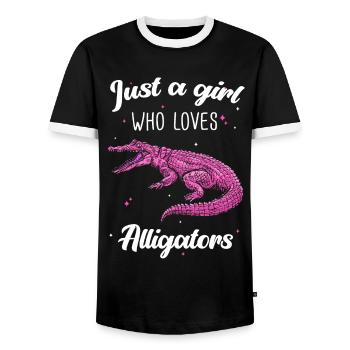 Alligator Crocodile Gator Reptiles Animal Alligator - Men's Ringer Shirt - black/white - Front - AI Model Female 172 light (172cm) & AI Model Male 178 light (178cm)