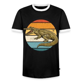 Alligator Crocodile Gator Reptiles Animal Alligator - Men's Ringer Shirt - black/white - Front - AI Model Female 172 light (172cm) & AI Model Male 178 light (178cm)