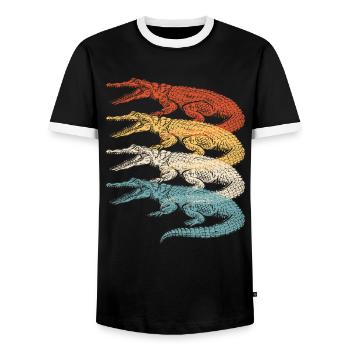 Alligator Crocodile Gator Reptiles Animal Alligator - Men's Ringer Shirt - black/white - Front - AI Model Female 172 light (172cm) & AI Model Male 178 light (178cm)