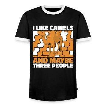 Camel Desert Camels Egypt - Men's Ringer Shirt - black/white - Front - AI Model Female 172 light (172cm) & AI Model Male 178 light (178cm)