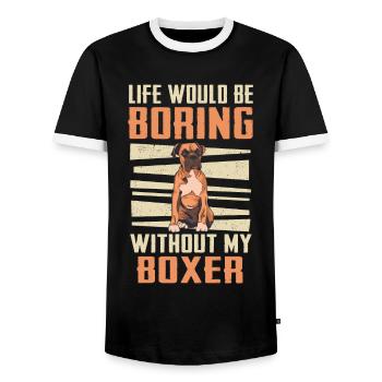 Boxer allemand Chien Chien Propriétaire Chiens - T-shirt contrasté Homme - noir/blanc - Devant - AI Model Female 172 light (172cm) & AI Model Male 178 light (178cm)