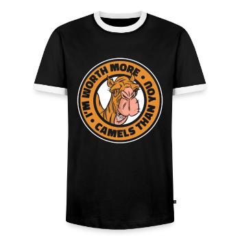 Camel Desert Camels Egypt - Men's Ringer Shirt - black/white - Front - AI Model Female 172 light (172cm) & AI Model Male 178 light (178cm)