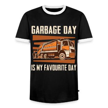 Garbage Truck Garbage Truck Garbage Man Garbage Recycling - Men's Ringer Shirt - black/white - Front - AI Model Female 172 light (172cm) & AI Model Male 178 light (178cm)