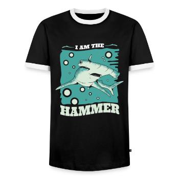 Hammerhead Shark Fish Animal Sharks - Men's Ringer Shirt - black/white - Front - AI Model Female 172 light (172cm) & AI Model Male 178 light (178cm)