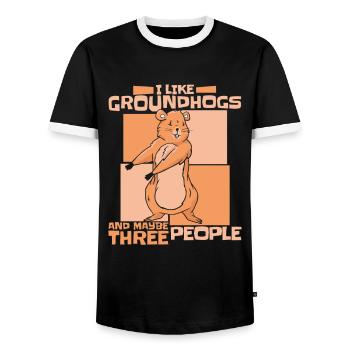 Marmot Marmots Rodent Animal Ground squirrel - Men's Ringer Shirt - black/white - Front - AI Model Female 172 light (172cm) & AI Model Male 178 light (178cm)