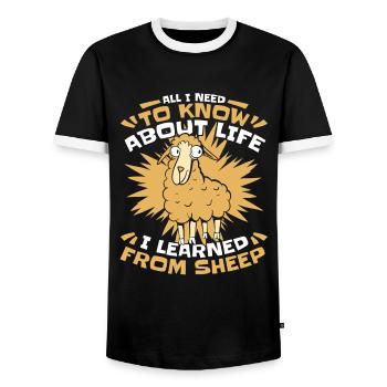 Sheep Sheep Farmer Lamb Farmer - Men's Ringer Shirt - black/white - Front - AI Model Female 172 light (172cm) & AI Model Male 178 light (178cm)