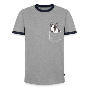 Chien Pitbull - T-shirt contrasté Homme - gris/marine  - Devant - AI Model Female 172 light (172cm) & AI Model Male 178 light (178cm)