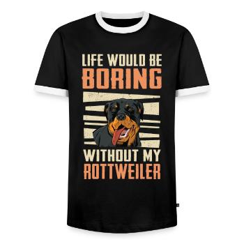 Rottweiler Dog - Men's Ringer Shirt - black/white - Front - AI Model Female 172 light (172cm) & AI Model Male 178 light (178cm)