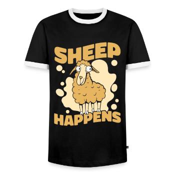 Sheep Sheep Farmer Lamb Farmer - Men's Ringer Shirt - black/white - Front - AI Model Female 172 light (172cm) & AI Model Male 178 light (178cm)