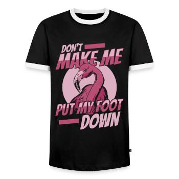 Flamingo Tier Rosa - Männer Kontrast-T-Shirt - Schwarz/Weiß - Vorne - AI Model Female 172 light (172cm) & AI Model Male 178 light (178cm)