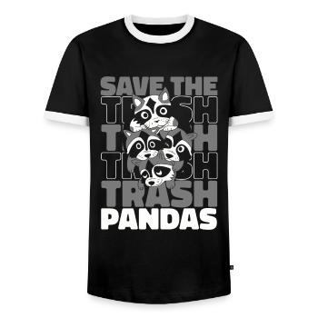 Raton laveur - T-shirt contrasté Homme - noir/blanc - Devant - AI Model Female 172 light (172cm) & AI Model Male 178 light (178cm)