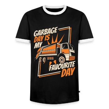 Garbage Truck Garbage Truck Garbage Man Garbage Recycling - Men's Ringer Shirt - black/white - Front - AI Model Female 172 light (172cm) & AI Model Male 178 light (178cm)