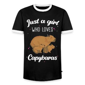 Capybara Rongeur - T-shirt contrasté Homme - noir/blanc - Devant - AI Model Female 172 light (172cm) & AI Model Male 178 light (178cm)