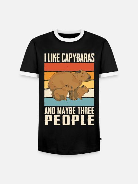 Capybara Rodent Animal - Men's Ringer Shirt - black/white