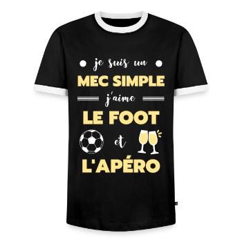 mec simple foot apéro humour football homme drole - T-shirt contrasté Homme - noir/blanc - Devant - AI Model Female 172 light (172cm) & AI Model Male 178 light (178cm)