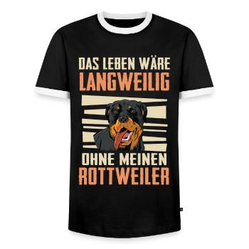 Rottweiler Hund - Männer Kontrast-T-Shirt - Schwarz/Weiß - Vorne - AI Model Female 172 light (172cm) & AI Model Male 178 light (178cm)