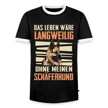 Deutscher Schäferhund Hund - Männer Kontrast-T-Shirt - Schwarz/Weiß - Vorne - AI Model Female 172 light (172cm) & AI Model Male 178 light (178cm)