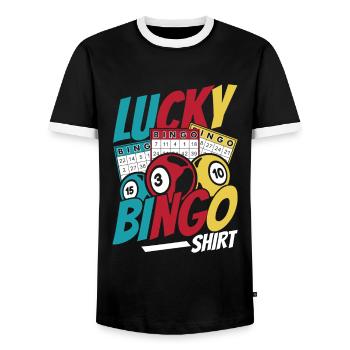 Bingo Glücksspiel Lotterie Bingo Spieler - Männer Kontrast-T-Shirt - Schwarz/Weiß - Vorne - AI Model Female 172 light (172cm) & AI Model Male 178 light (178cm)