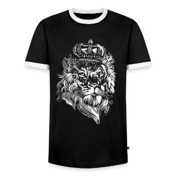 Lion Lion Animal Afrique - T-shirt contrasté Homme - noir/blanc - Devant - AI Model Female 172 light (172cm) & AI Model Male 178 light (178cm)