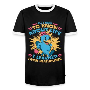 Platypus animal - Men's Ringer Shirt - black/white - Front - AI Model Female 172 light (172cm) & AI Model Male 178 light (178cm)