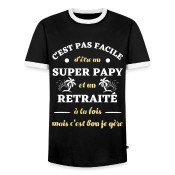 papy retraite humour fête des grands pères cadeau - T-shirt contrasté Homme - noir/blanc - Devant - AI Model Female 172 light (172cm) & AI Model Male 178 light (178cm)