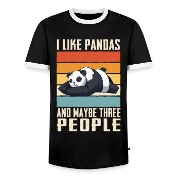 Panda Bear Panda Animal Pandas - T-shirt contrasté Homme - noir/blanc - Devant - AI Model Female 172 light (172cm) & AI Model Male 178 light (178cm)