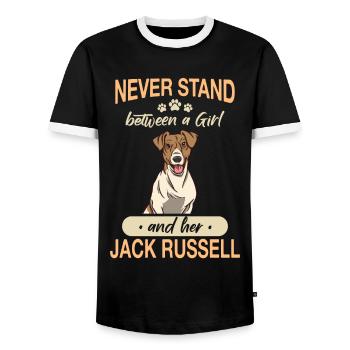 Jack Russell Terrier Dog Owner - Men's Ringer Shirt - black/white - Front - AI Model Female 172 light (172cm) & AI Model Male 178 light (178cm)