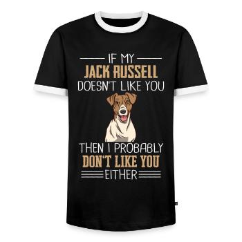 Jack Russell Terrier Dog Owner - Men's Ringer Shirt - black/white - Front - AI Model Female 172 light (172cm) & AI Model Male 178 light (178cm)