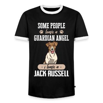 Jack Russell Terrier Dog Owner - Men's Ringer Shirt - black/white - Front - AI Model Female 172 light (172cm) & AI Model Male 178 light (178cm)