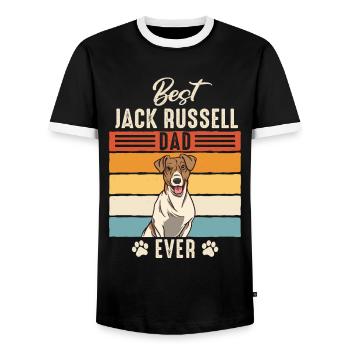 Jack Russell Terrier Dog Dog Owner - Men's Ringer Shirt - black/white - Front - AI Model Female 172 light (172cm) & AI Model Male 178 light (178cm)