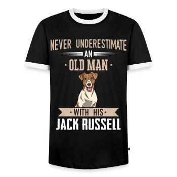 Jack Russell Terrier Dog Owner - Men's Ringer Shirt - black/white - Front - AI Model Female 172 light (172cm) & AI Model Male 178 light (178cm)