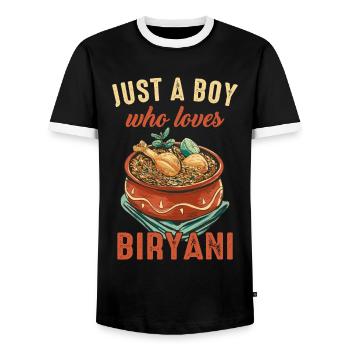 Biryani Food India Asia - Men's Ringer Shirt - black/white - Front - AI Model Female 172 light (172cm) & AI Model Male 178 light (178cm)
