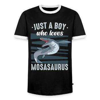 Mosasaurus Dinosaure Reptile Jurassique - T-shirt contrasté Homme - noir/blanc - Devant - AI Model Female 172 light (172cm) & AI Model Male 178 light (178cm)