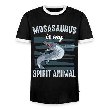 Mosasaurus Dinosaure Reptile Jurassique - T-shirt contrasté Homme - noir/blanc - Devant - AI Model Female 172 light (172cm) & AI Model Male 178 light (178cm)