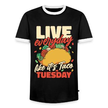 Taco Tacos Mexican Food Mexico - Men's Ringer Shirt - black/white - Front - AI Model Female 172 light (172cm) & AI Model Male 178 light (178cm)