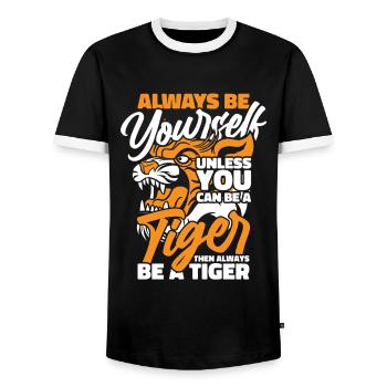 Tiger Tier Zoo Wildtier - Männer Kontrast-T-Shirt - Schwarz/Weiß - Vorne - AI Model Female 172 light (172cm) & AI Model Male 178 light (178cm)