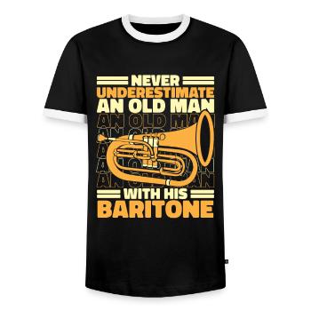 Baritone Instrument Baritone Music - Men's Ringer Shirt - black/white - Front - AI Model Female 172 light (172cm) & AI Model Male 178 light (178cm)