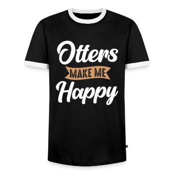 Otter Sea Otter - Men's Ringer Shirt - black/white - Front - AI Model Female 172 light (172cm) & AI Model Male 178 light (178cm)