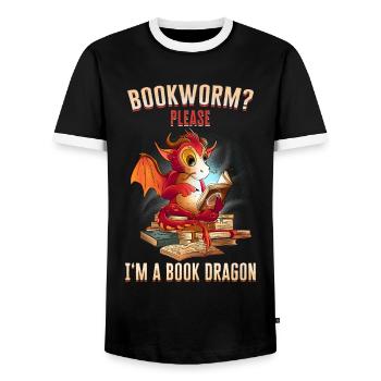 Dragon Mystical Dragon Fantasy - Men's Ringer Shirt - black/white - Front - AI Model Female 172 light (172cm) & AI Model Male 178 light (178cm)