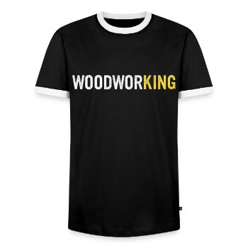 Menuisier Menuiserie - T-shirt contrasté Homme - noir/blanc - Devant - AI Model Female 172 light (172cm) & AI Model Male 178 light (178cm)