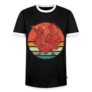 Dragon Mystical Dragon Fantasy - Men's Ringer Shirt - black/white - Front - AI Model Female 172 light (172cm) & AI Model Male 178 light (178cm)
