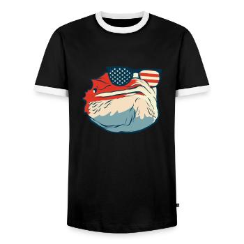 Dragon barbu Bartagamen Pogona - T-shirt contrasté Homme - noir/blanc - Devant - AI Model Female 172 light (172cm) & AI Model Male 178 light (178cm)