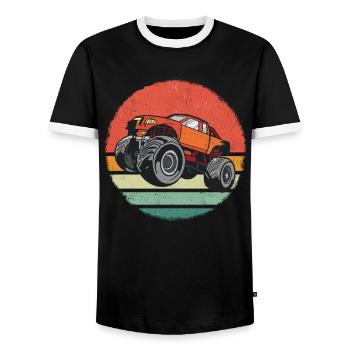 Monster Truck Auto Trucks - Men's Ringer Shirt - black/white - Front - AI Model Female 172 light (172cm) & AI Model Male 178 light (178cm)