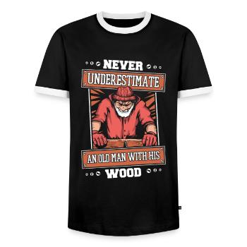 Menuisier Menuiserie - T-shirt contrasté Homme - noir/blanc - Devant - AI Model Female 172 light (172cm) & AI Model Male 178 light (178cm)