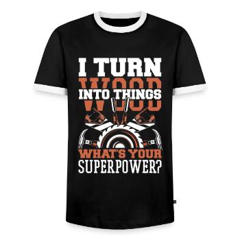 Menuisier Menuiserie - T-shirt contrasté Homme - noir/blanc - Devant - AI Model Female 172 light (172cm) & AI Model Male 178 light (178cm)