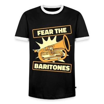 Baritone Instrument Baritone Music - Men's Ringer Shirt - black/white - Front - AI Model Female 172 light (172cm) & AI Model Male 178 light (178cm)