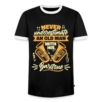 Baritone Instrument Baritone Music - Men's Ringer Shirt - black/white - Front - AI Model Female 172 light (172cm) & AI Model Male 178 light (178cm)